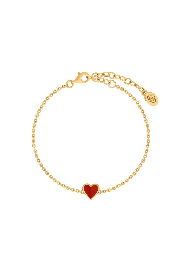 Carnelian Heart Charm Women's Gold Plated Bracelet - Soulful Passion, Main, color, Gold/Red