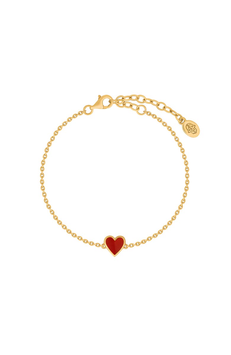 Karma and Luck Carnelian Heart Charm Women's Gold Plated Bracelet - Soulful Passion, Main, color, Gold/Red