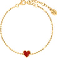 Karma and Luck Carnelian Heart Charm Women's Gold Plated Bracelet - Soulful Passion