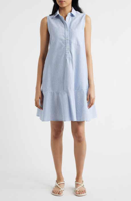 beachlunchlounge Marina Stripe Sleeveless Cotton Shirtdress