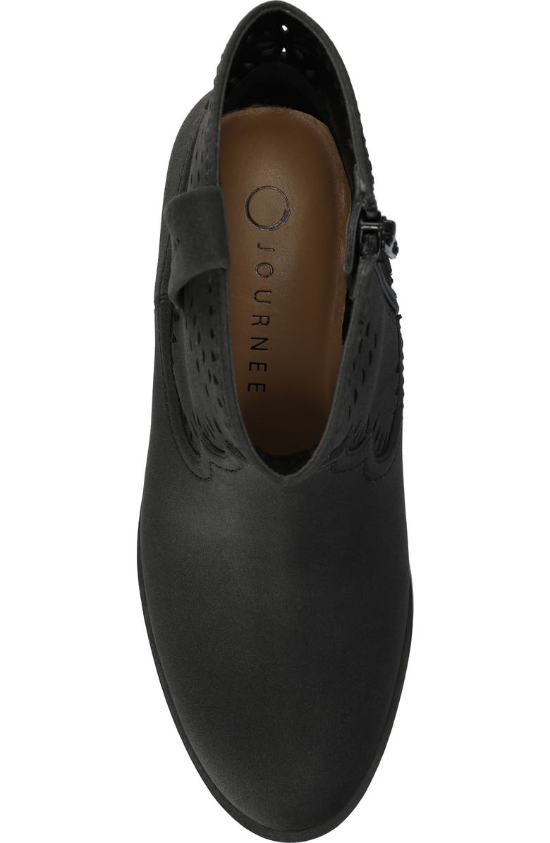 Journee Collection Eyelet Block Heel Bootie, Alternate, color, Black