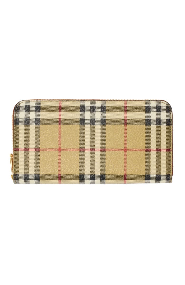 Burberry Check Zip Wallet, Main, color, Archive Beige/Briar Brown