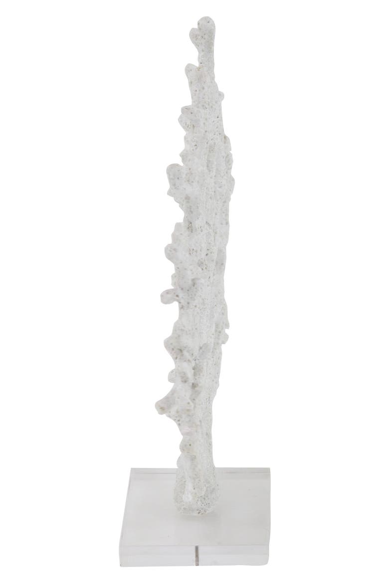White Polystone Coastal Coral Sculpture with Acrylic Base, Alternate, color, WHITE