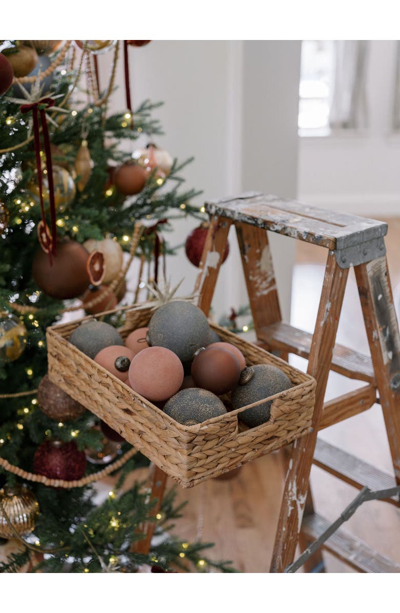 CG Hunter 5 inch Textured Slate Blue Glass Ornament, Alternate, color, Slate Blue With Gold Accents