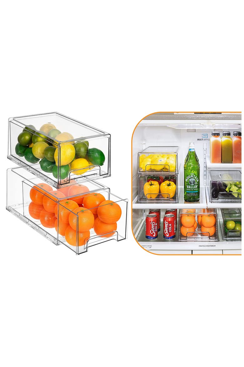 4-Pack Large Stackable Storage Bins, Alternate, color, CLEAR
