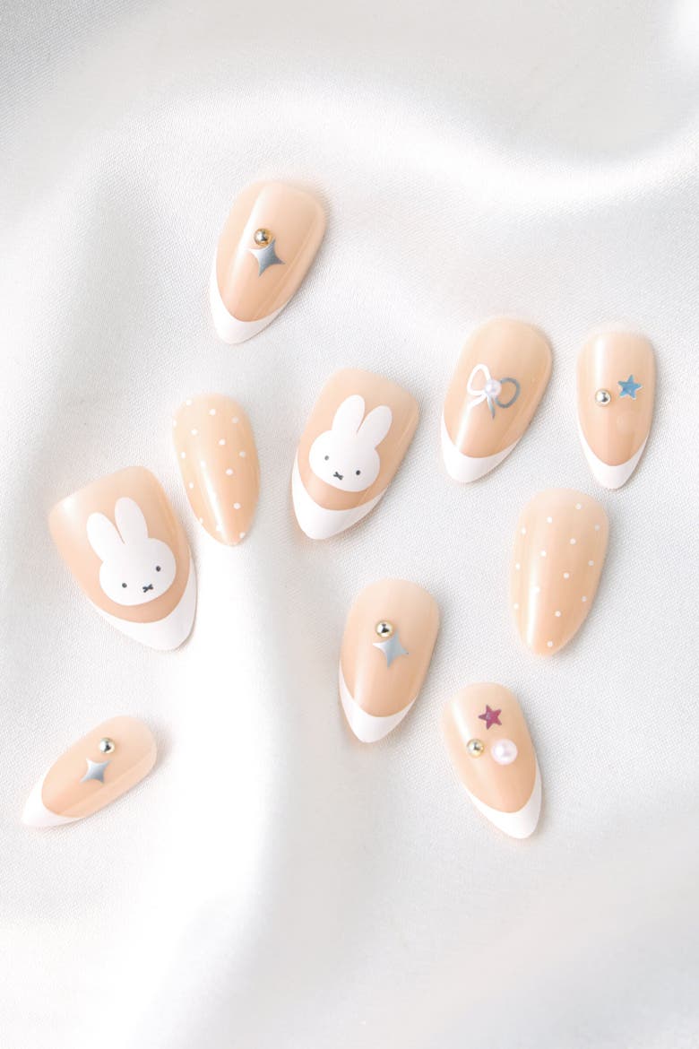 Fruity Miffy Almond Press On Nails, Alternate, color, Beige