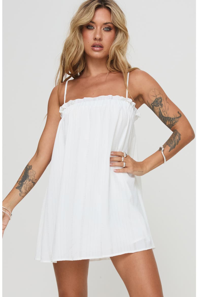 Marsaline Ruffle Trim Mini Sundress, Alternate, color, WHITE