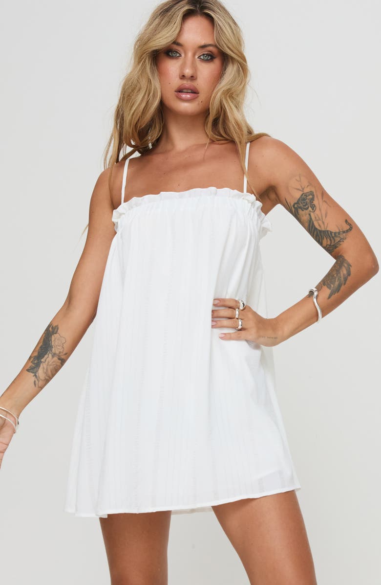 Princess Polly Marsaline Ruffle Trim Mini Sundress, Alternate, color, White