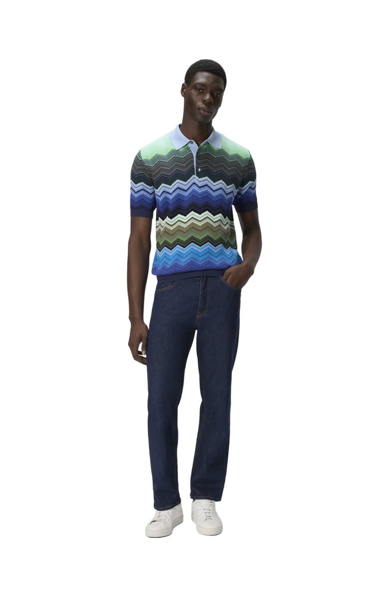 Missoni Zig Zag Cotton Knit Polo Shirt With Contrasting Piping, Main, color,