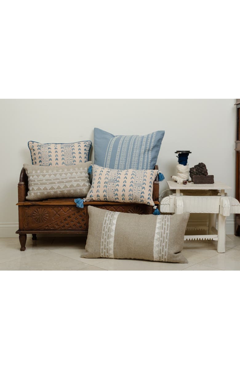 Alamwar Handwoven Pillow Cover, Alternate, color, Cornflower Blue/Shell