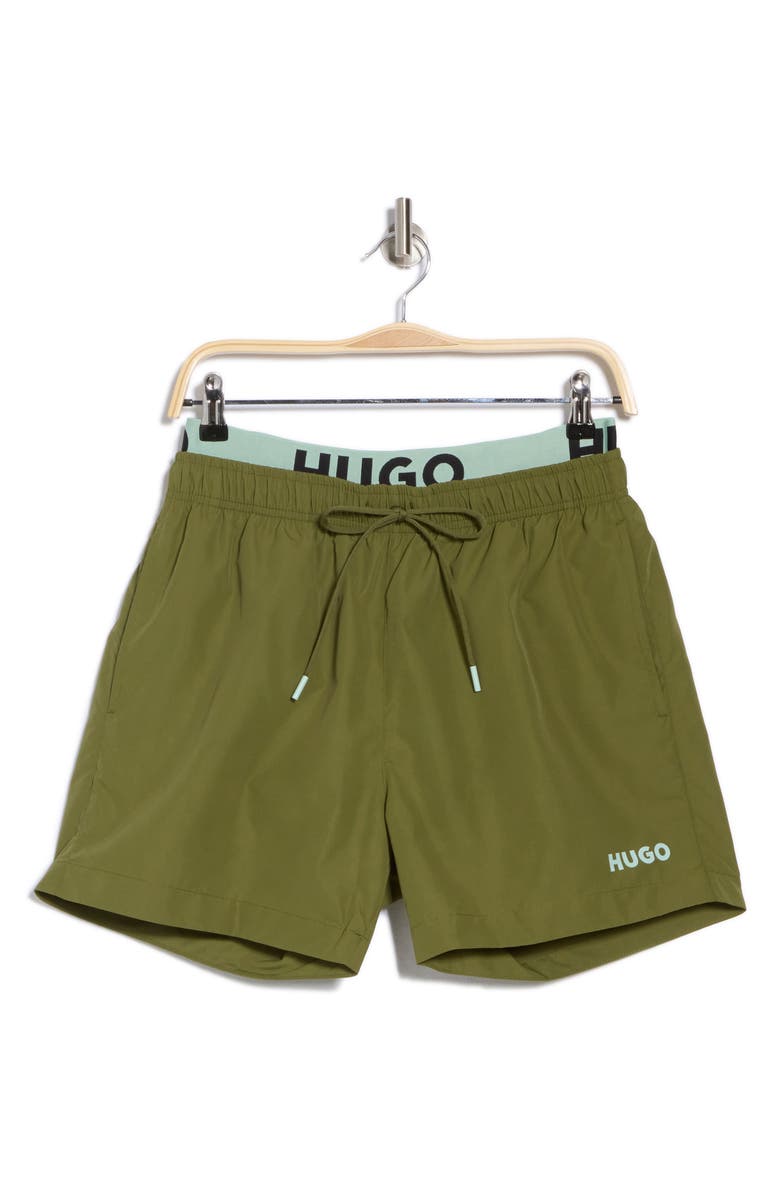 BOSS Flex Logo Waistband Swim Trunks, Alternate, color,