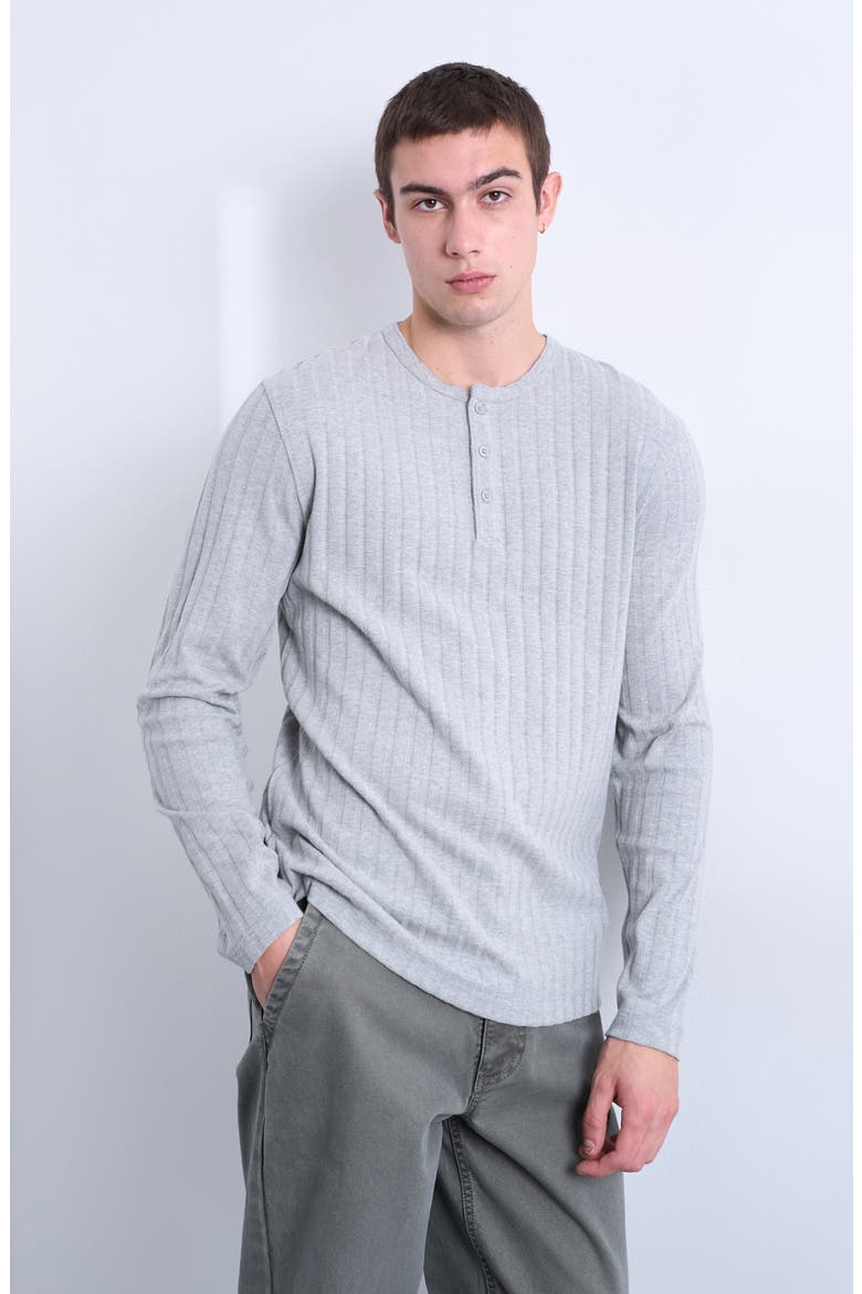 Long Sleeve Rib Henley, Alternate, color, GREY