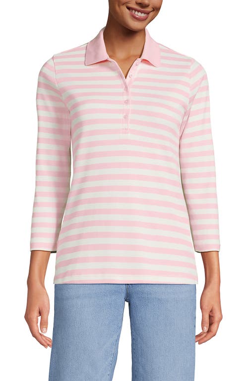 Lands' End 3/4 Sleeve Supima Cotton Polo Shirt In Pink