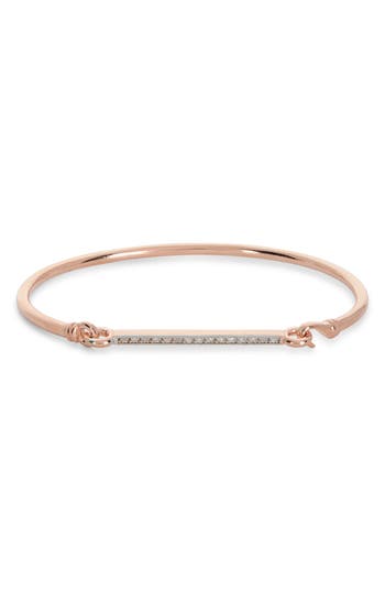 Meshmerise 18k Over Silver 0.15 Ct. Tw. Diamond Cuff Bangle Bracelet In Rose Gold