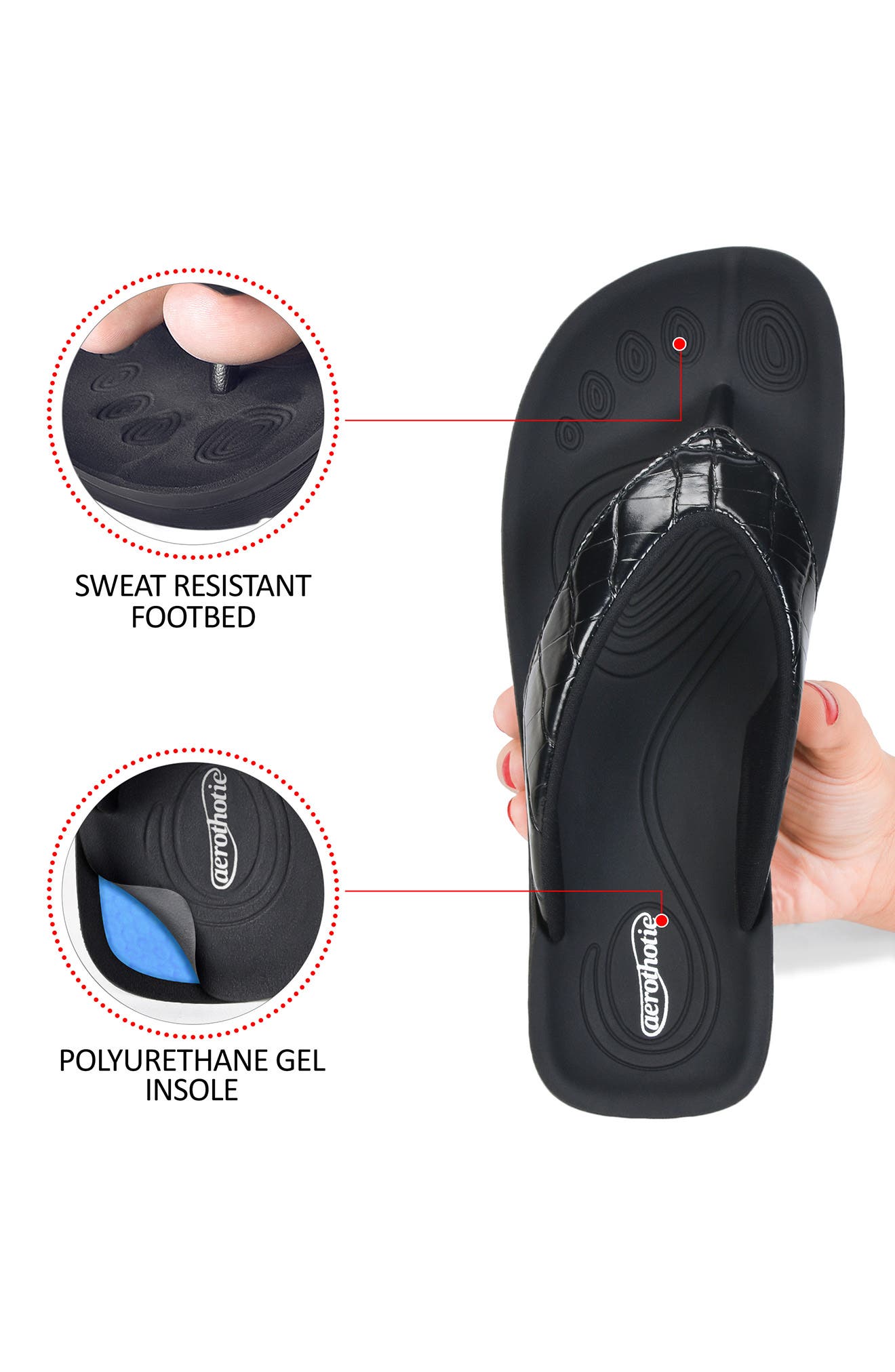 AEROTHOTIC Felice Waterproof Flip Flop, Alternate, color, 