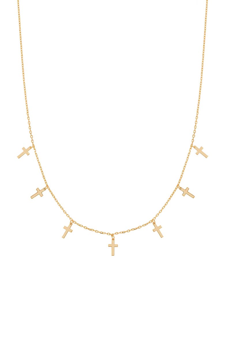 Sterling Silver 18k Gold Plated Brianna Cross Necklace Trendy Style, Main, color, Gold