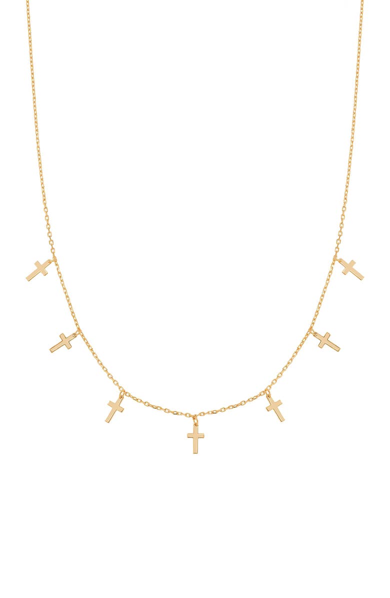 Bearfruit Jewelry Sterling Silver 18k Gold Plated Brianna Cross Necklace Holiday Gift Idea, Main, color, Gold