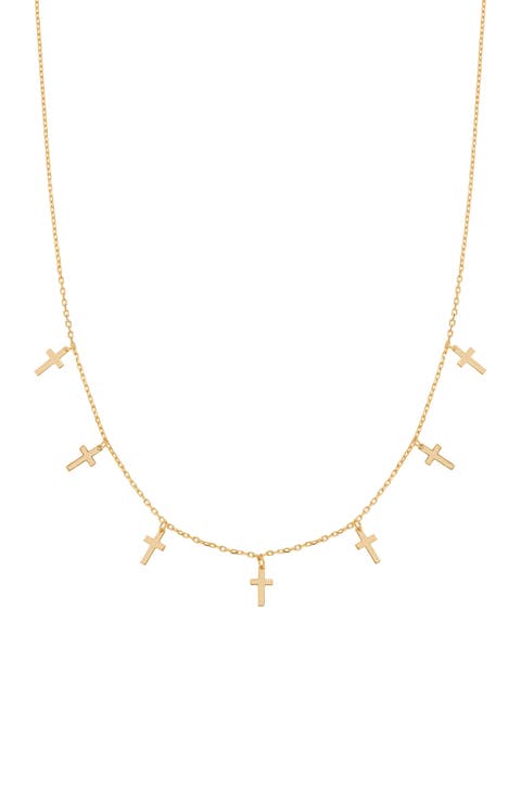 Sterling Silver 18k Gold Plated Brianna Cross Necklace Holiday Gift Idea