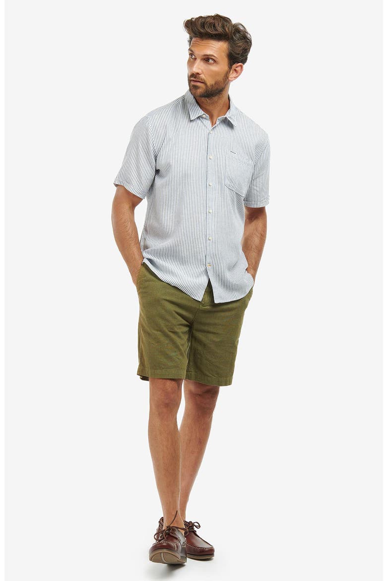 Deerpark Stripe Short Sleeve Cotton Button-Up Shirt, Alternate, color, NAVY