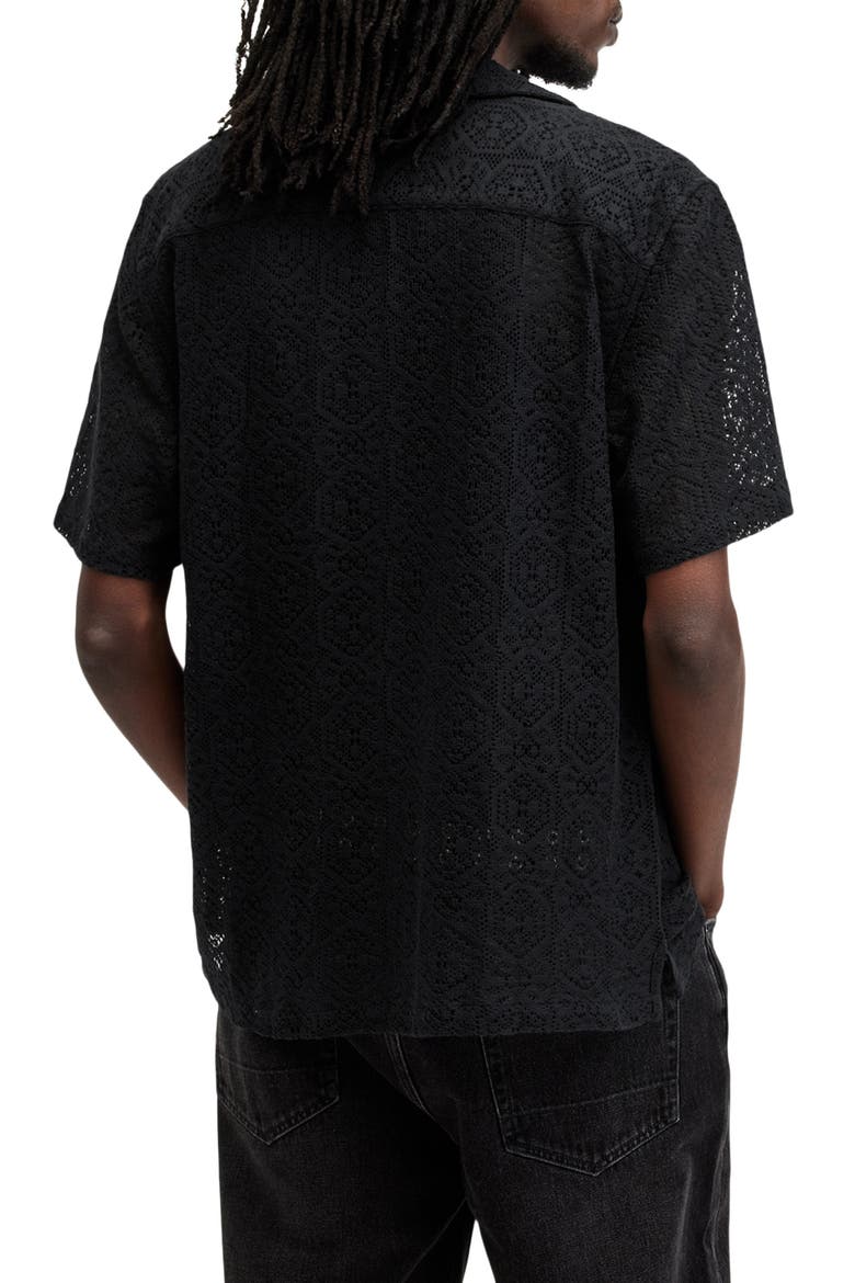 Harden Lace Camp Shirt, Alternate, color, JET BLACK