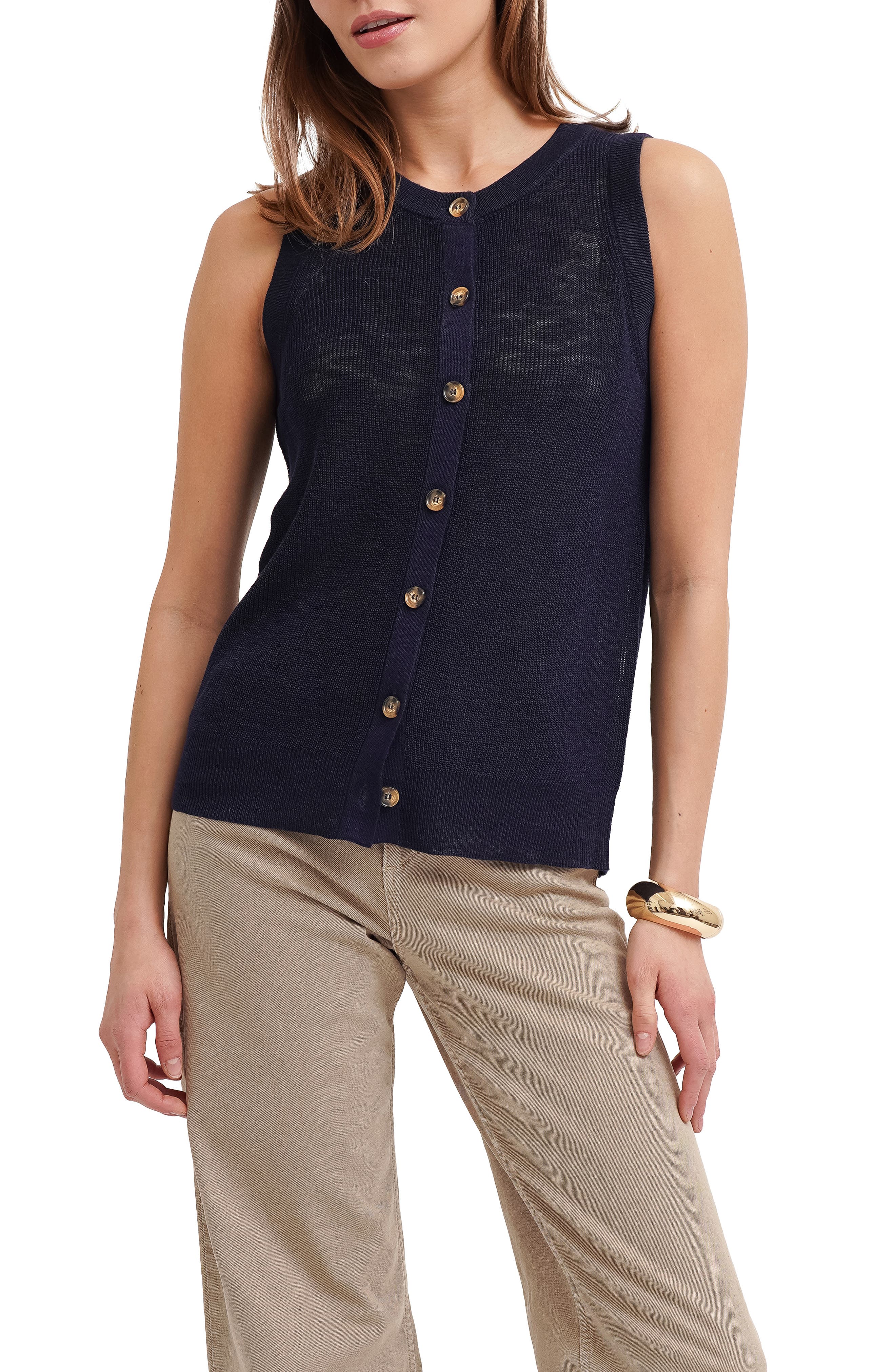 CYRUS Button Front Sleeveless Sweater
