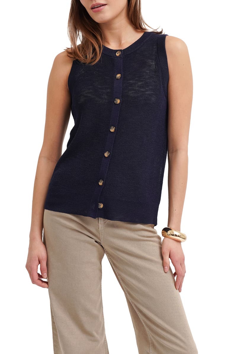 CYRUS Button Front Sleeveless Sweater, Main, color, Eclipse