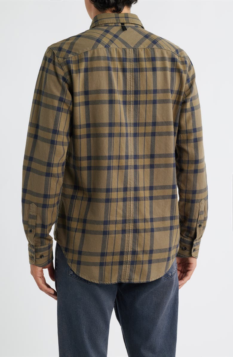 rag & bone Tomlin Overdye Plaid Cotton Flannel Button-Up Shirt, Alternate, color, Dark Green