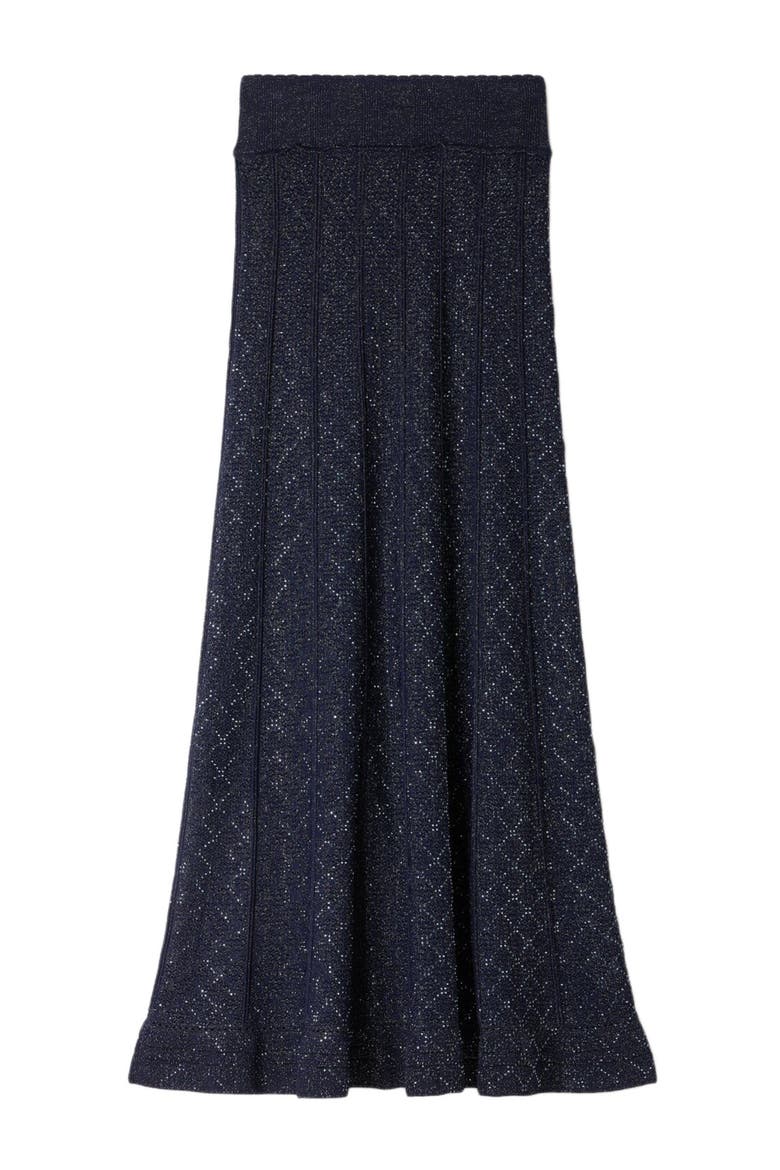 Rhinestone knit maxi skirt, Alternate, color, Navy blue