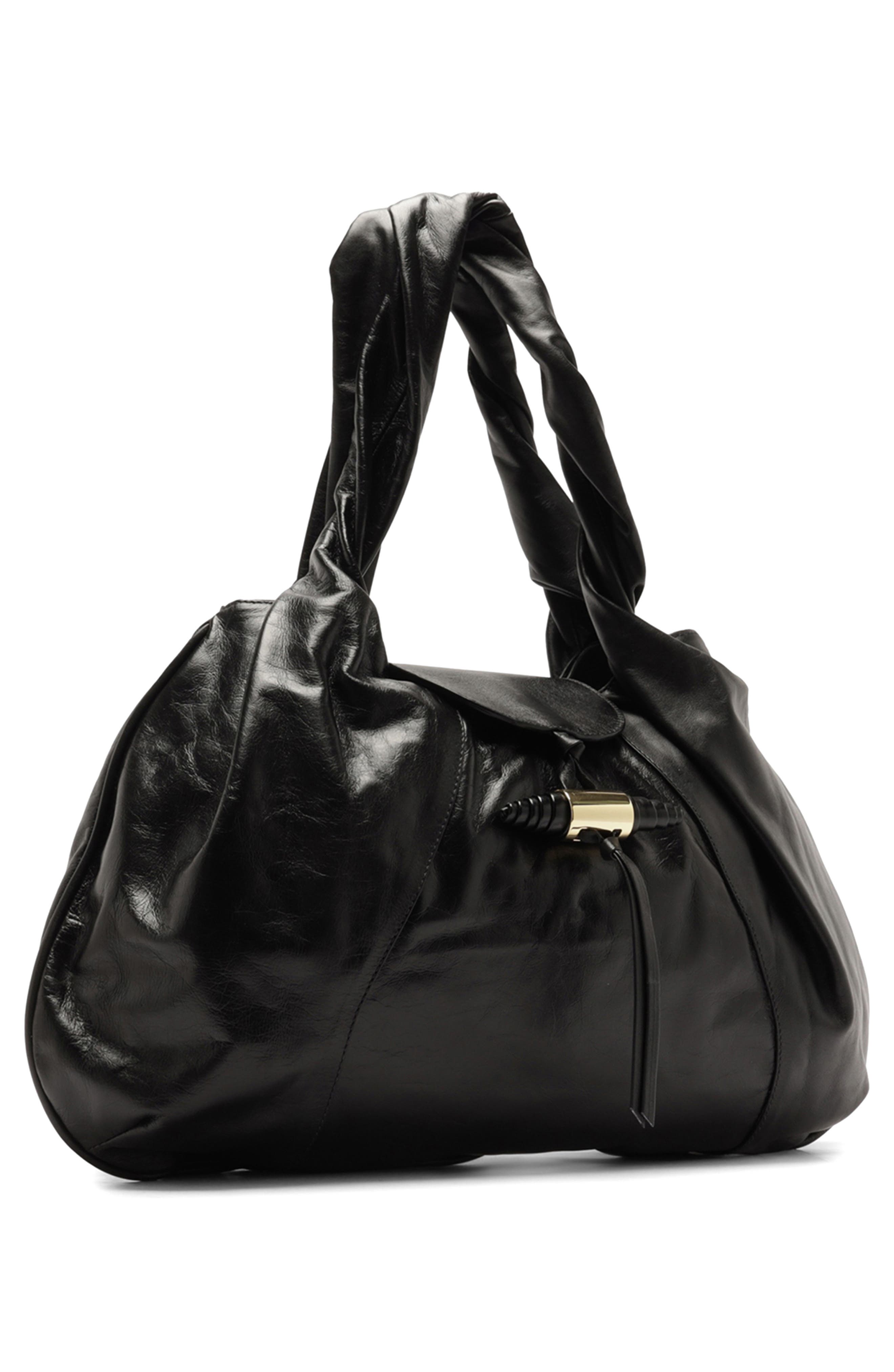 Arezzo Large Rita Leather Hobo Bag, Alternate, color, Black