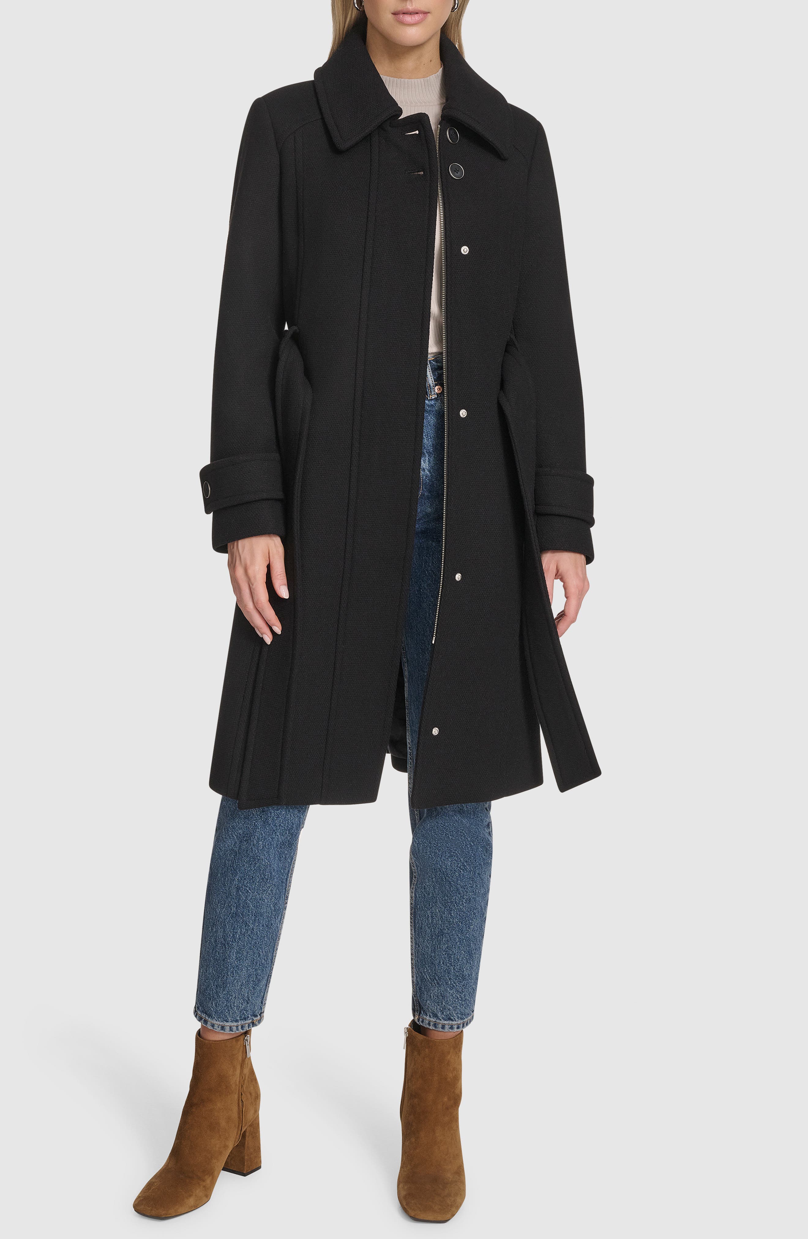 Женские куртки Andrew Marc Lawley Wool Blend Belted Trench Coat — фото 5