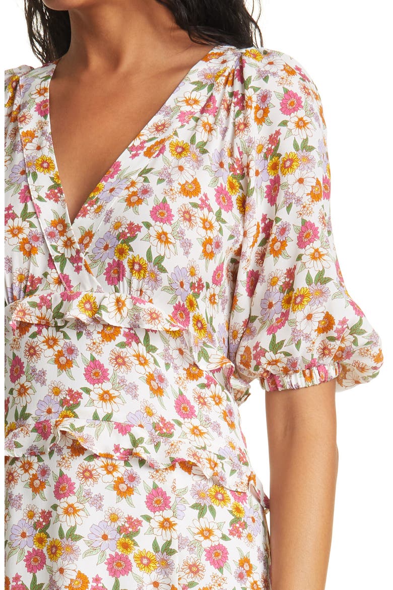 Sunshine Paradise Floral Midi Dress, Alternate, color, WHITE/MULT