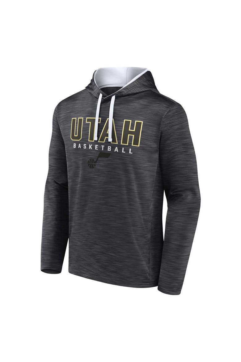 Men's Fanatics Heather Charcoal Utah Jazz Fast Break Pullover Hoodie, Alternate, color, Heather Charcoal