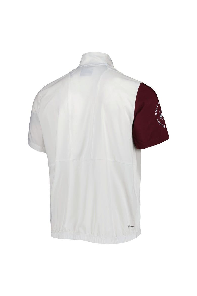 Men's adidas White Mississippi State Bulldogs M STM AEROREADY Half-Zip Jacket, Alternate, color, White