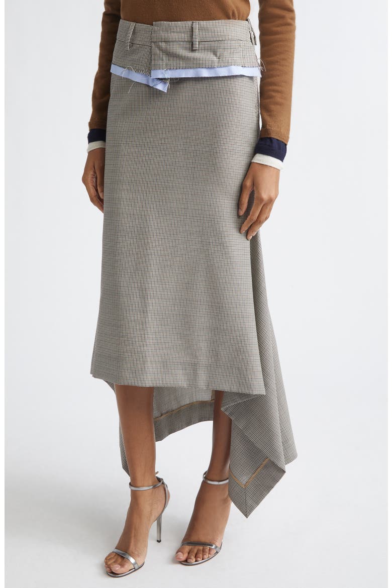Check Deconstructed Waistband Skirt, Alternate, color, BROWN MULTI