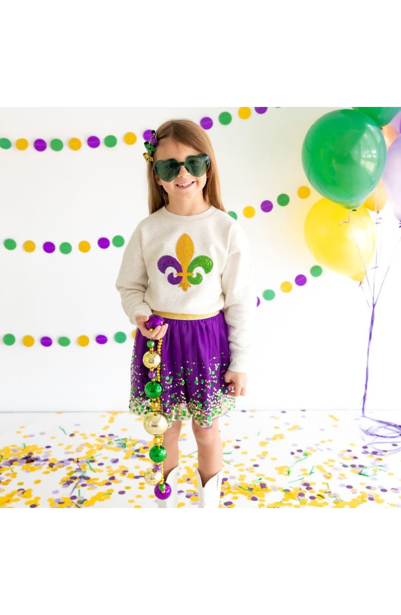 Sweet Wink Mardi Gras Fleur De Lis Patch Sweatshirt, Alternate, color,