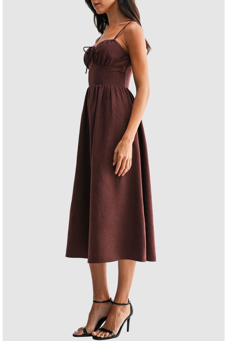 Faux Suede Drop Waist Midi Dress, Alternate, color, MAHOGANY