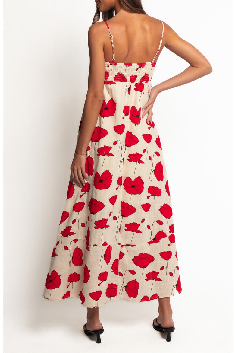 Brea Floral Cotton Maxi Sundress, Alternate, color, POPPY