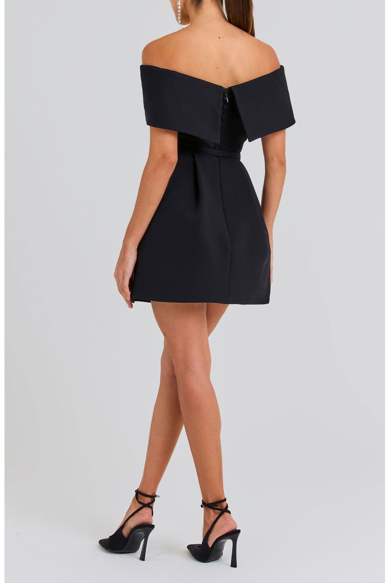 Harper Belted Off the Shoulder Minidress, Alternate, color, BLACK