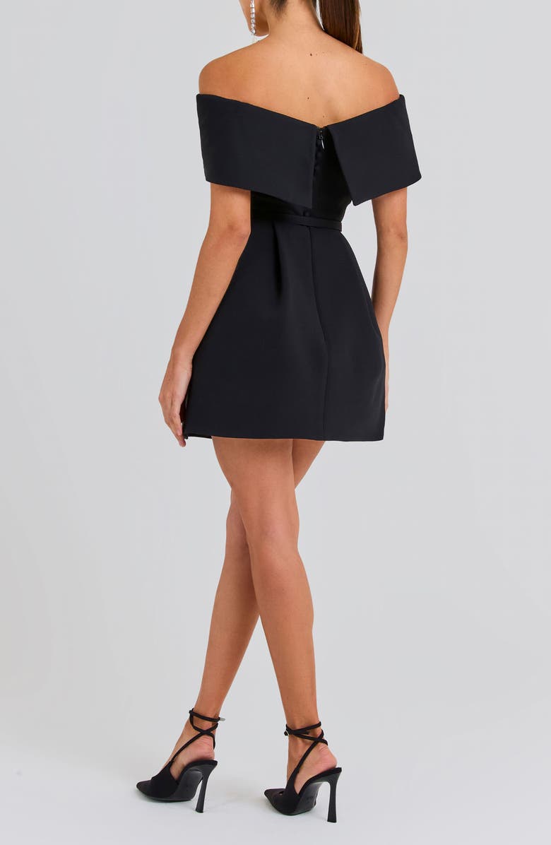NADINE MERABI Harper Belted Off the Shoulder Minidress, Alternate, color, Black