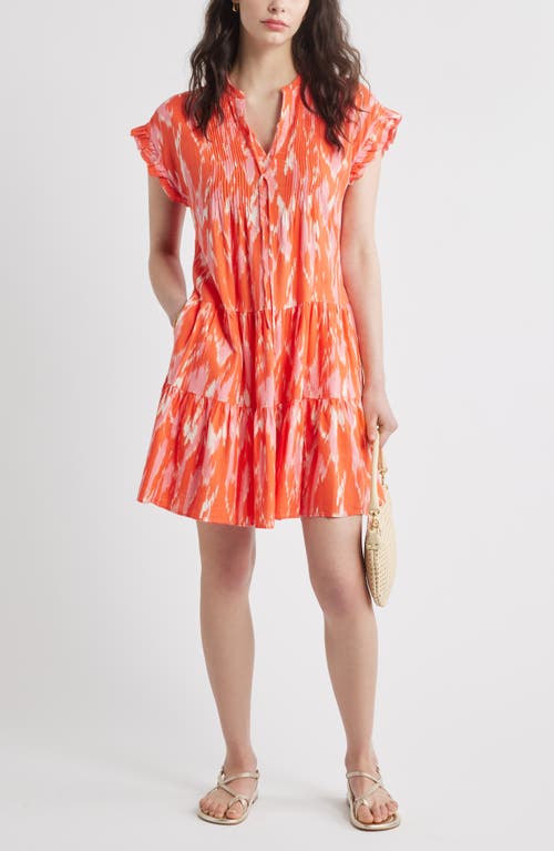 Caslonr Caslon(r) Ruffle Sleeve Linen Blend Tiered Dress