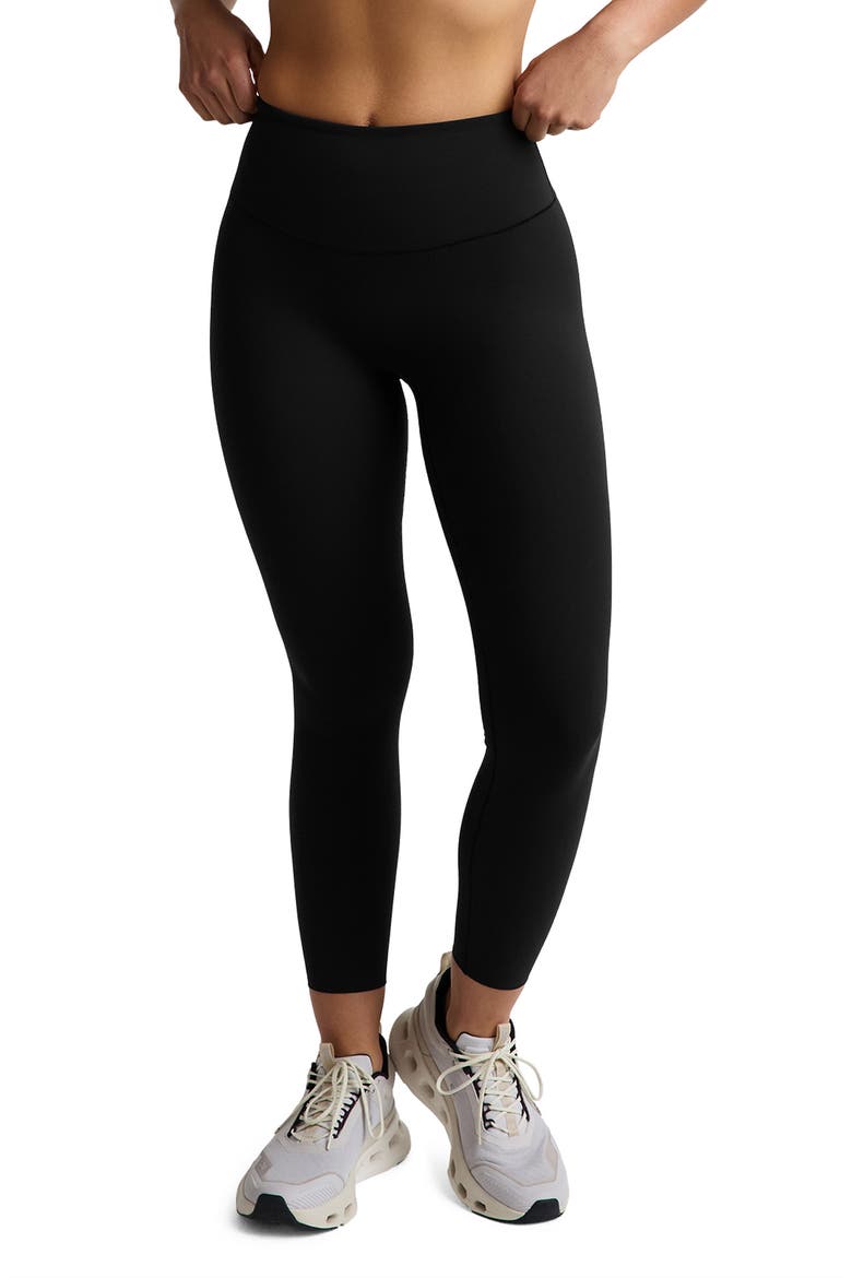 GlowZone High Waist Midi Leggings, Main, color, PITCH BLACK
