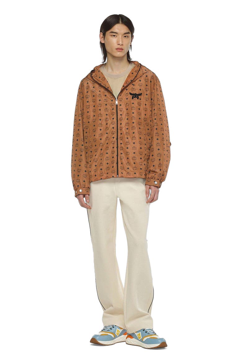 Monogram Print Windbreaker in ECONYL®, Main, color, Brown