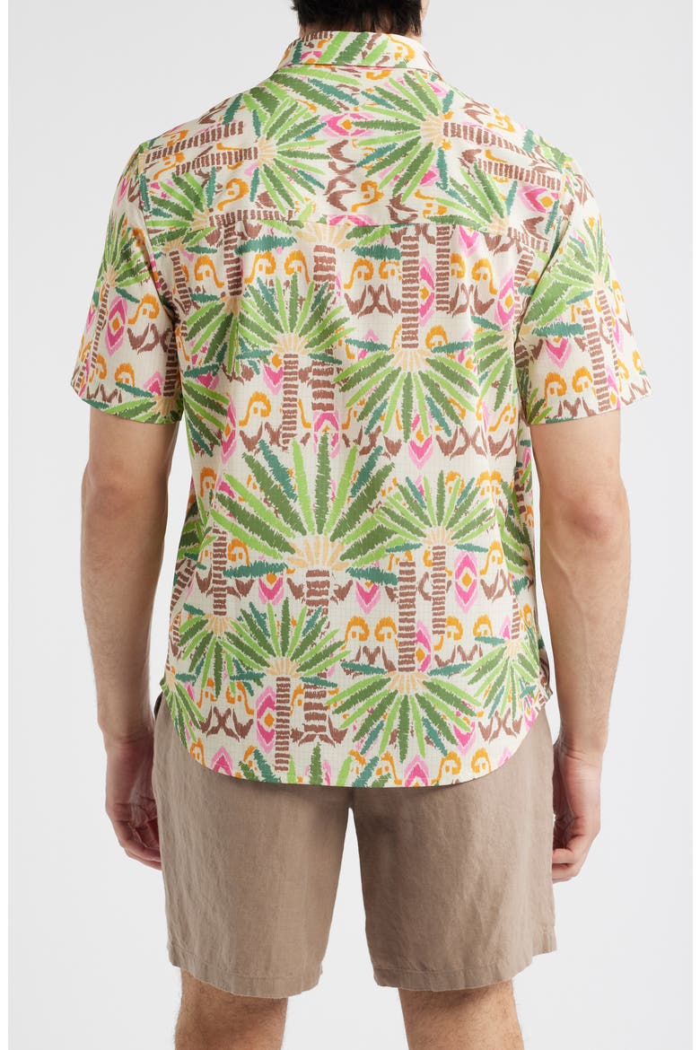 Bahama Coast Palm Pointed IslandZone® Short Sleeve Button-Up Shirt, Alternate, color, VANILLA CREAM