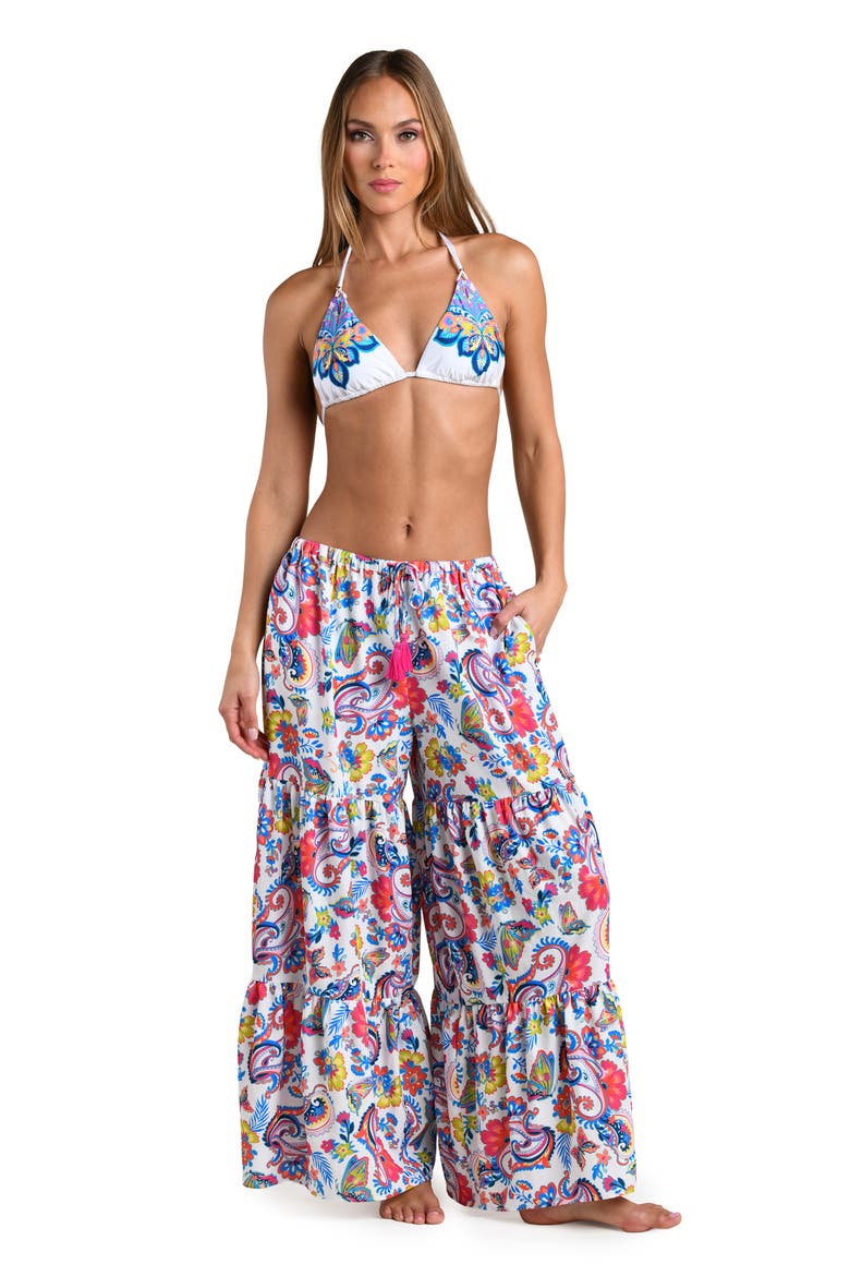 Butterfly High Tiered Cover-Up Pants, Alternate, color, MULTI