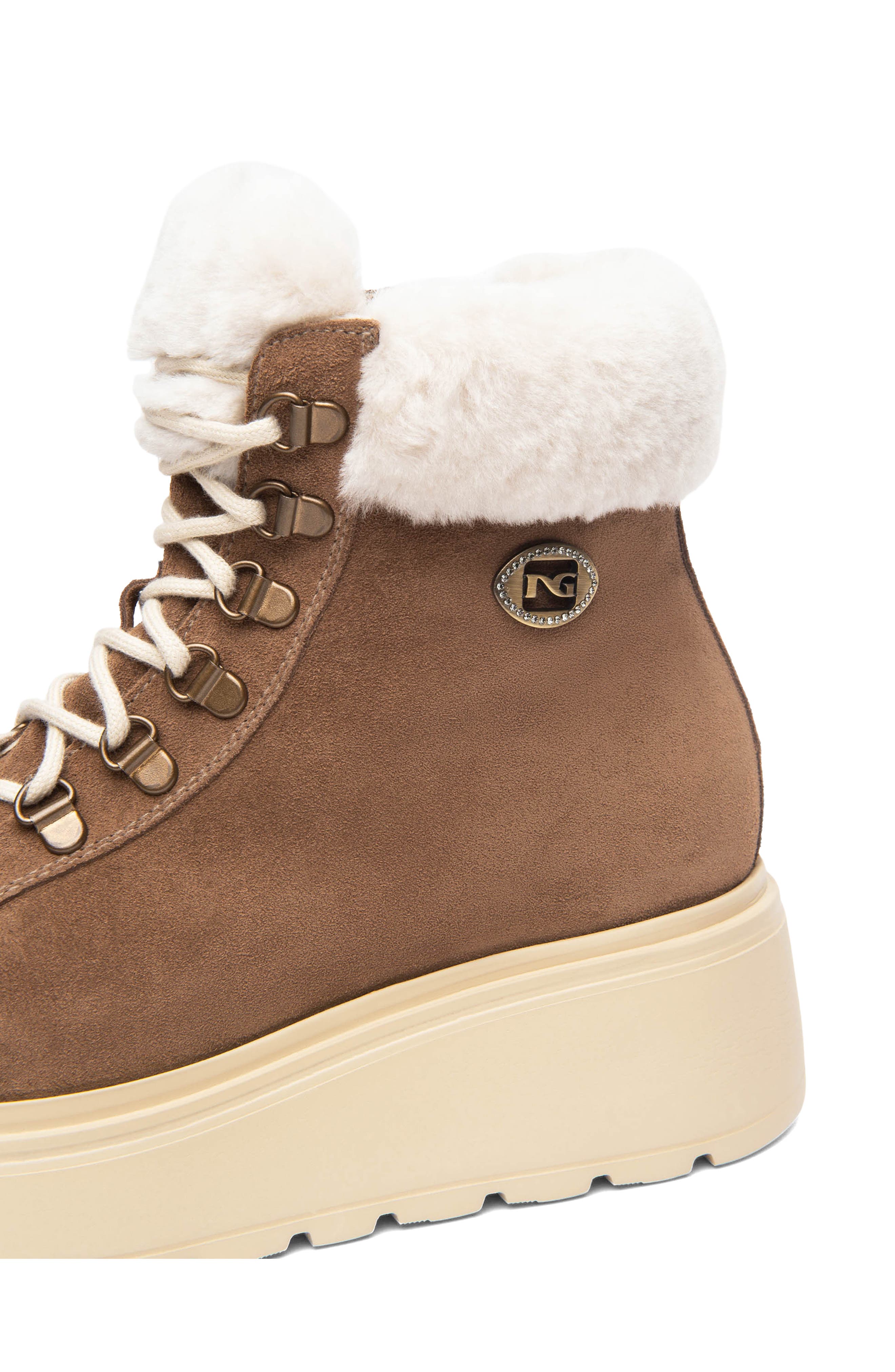 NeroGiardini Faux Shearling Platform Hiker Boot, Alternate, color, 