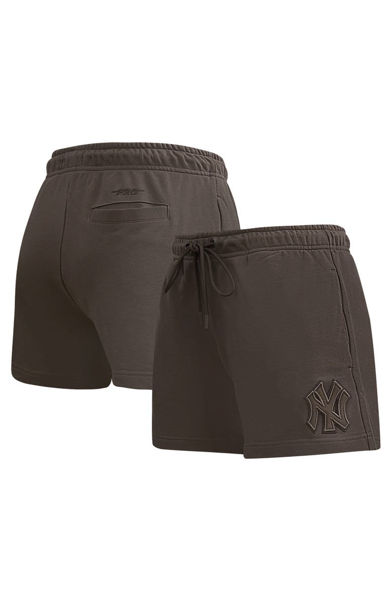 PRO STANDARD Women's Pro Standard Brown New York Yankees Neutral Fleece Shorts, Main, color, Brown