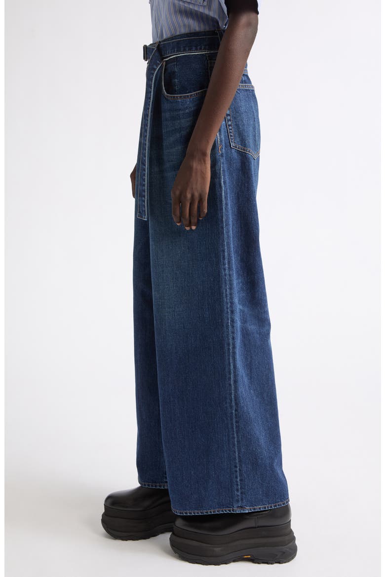 Wide Leg Self-Belt Jeans, Alternate, color, BLUE