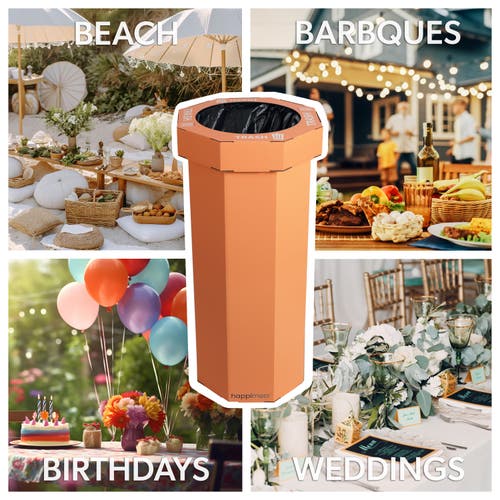 Happimess Fleur 25-gallon Classic Disposable Corrugated Cardboard Event Trash Can And Recycling Bin In Orange
