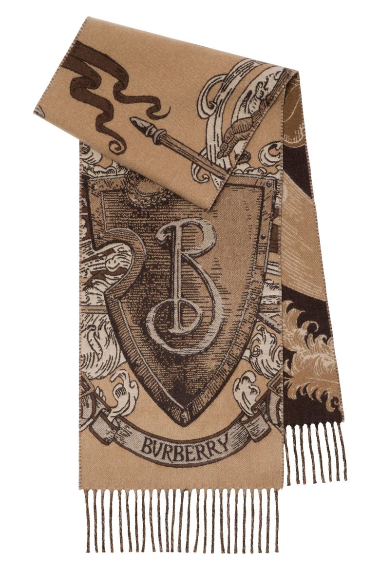 Etched Knight Cashmere Scarf, Main, color, SAND