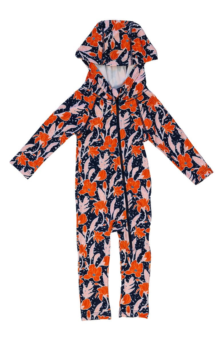 Lake Label Kids' Floral Long Sleeve Full Body Hooded Swimsuit, Main, color, 